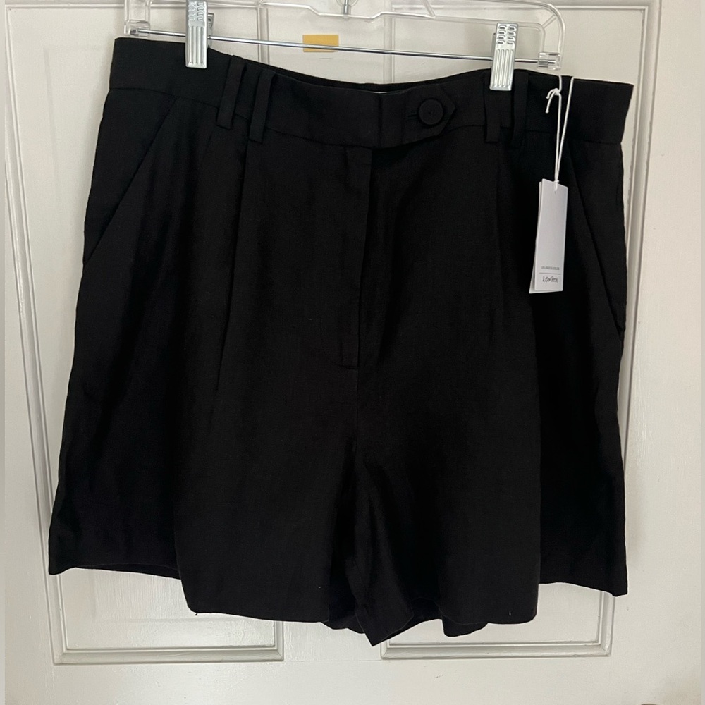 & Other Stories Black Linen Tailored Short Sz 12 NWT